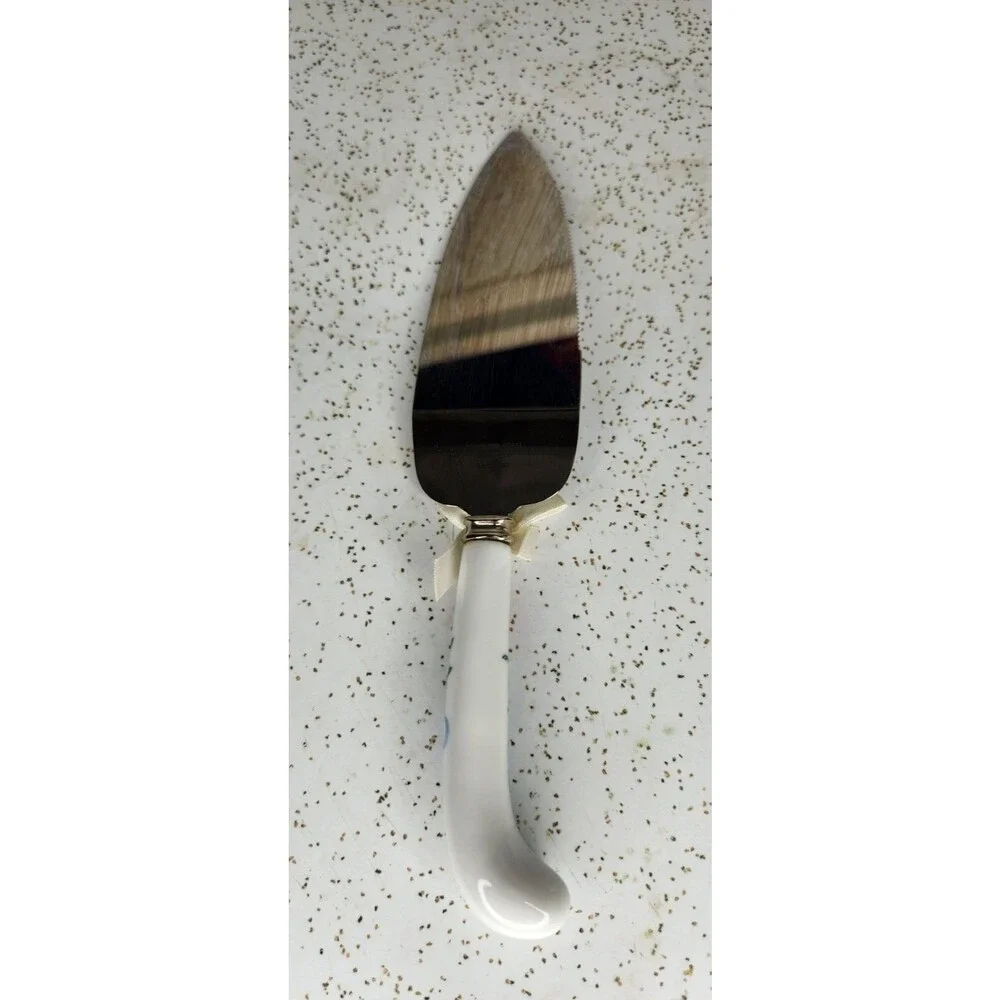 Sheffield Pie Server Floral Ceramic Handle Stainless Slicer Pink Blue Flowers